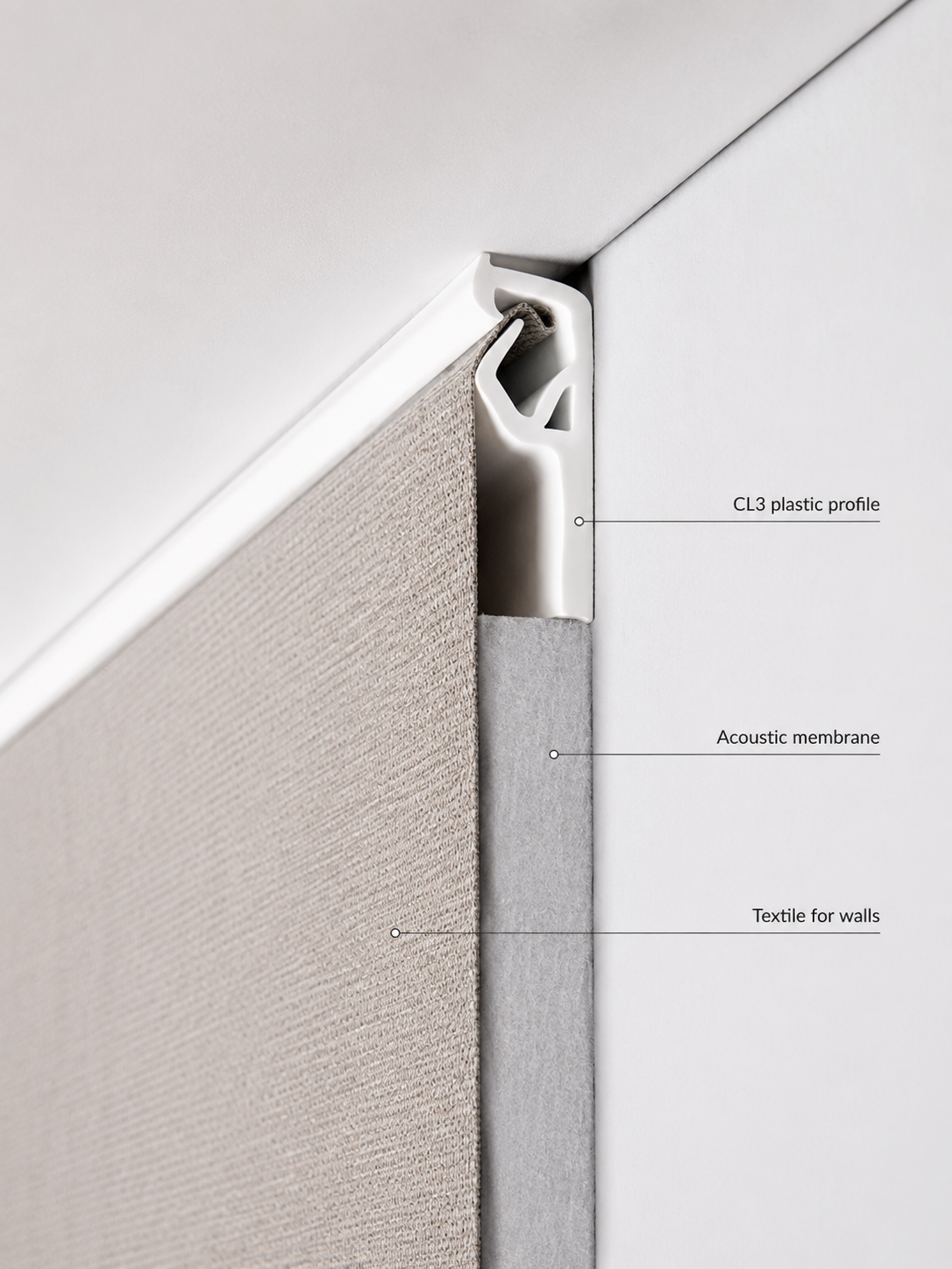 PVC Ceiling Profile for Fabric Ceilings White (CL3) - Image 2
