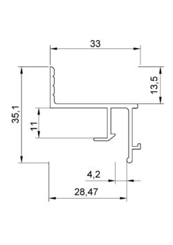 Aluminum profile for stretch ceiling with contour lighting (AT29)