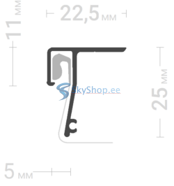Aluminum profile for stretch ceiling FLEXY (AT2)