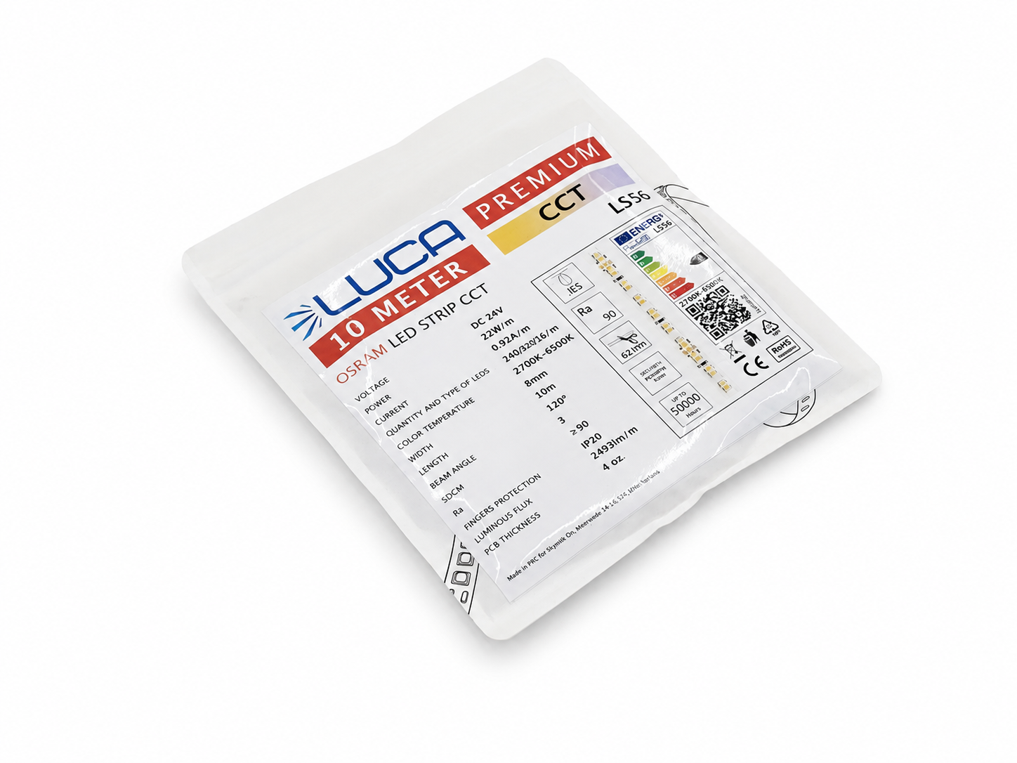 LED-levy LUCA CCT 2700‑6500K 22 W/m 192 LED/m 24V IP20 OSRAM (LS56)