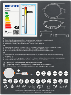 Süvistatav laelamp Round NEXTEC 16W 3000К 1440lm (SL137)