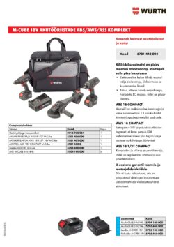 M-CUBE akutööriistade ABS/AWS/ASS komplekt 18V (W62)