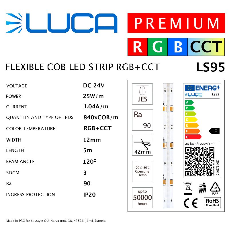 LED Riba LUCA RGB+CCT 25W/m 840LED/m 24V IP20 (LS95) - Image 4