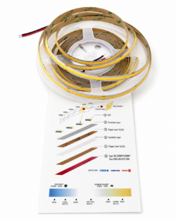 LUCA COB LED Strip 10 mm 3000K 14W/m 528 COB/m 24V IP20 1587 lm/m (LS9)