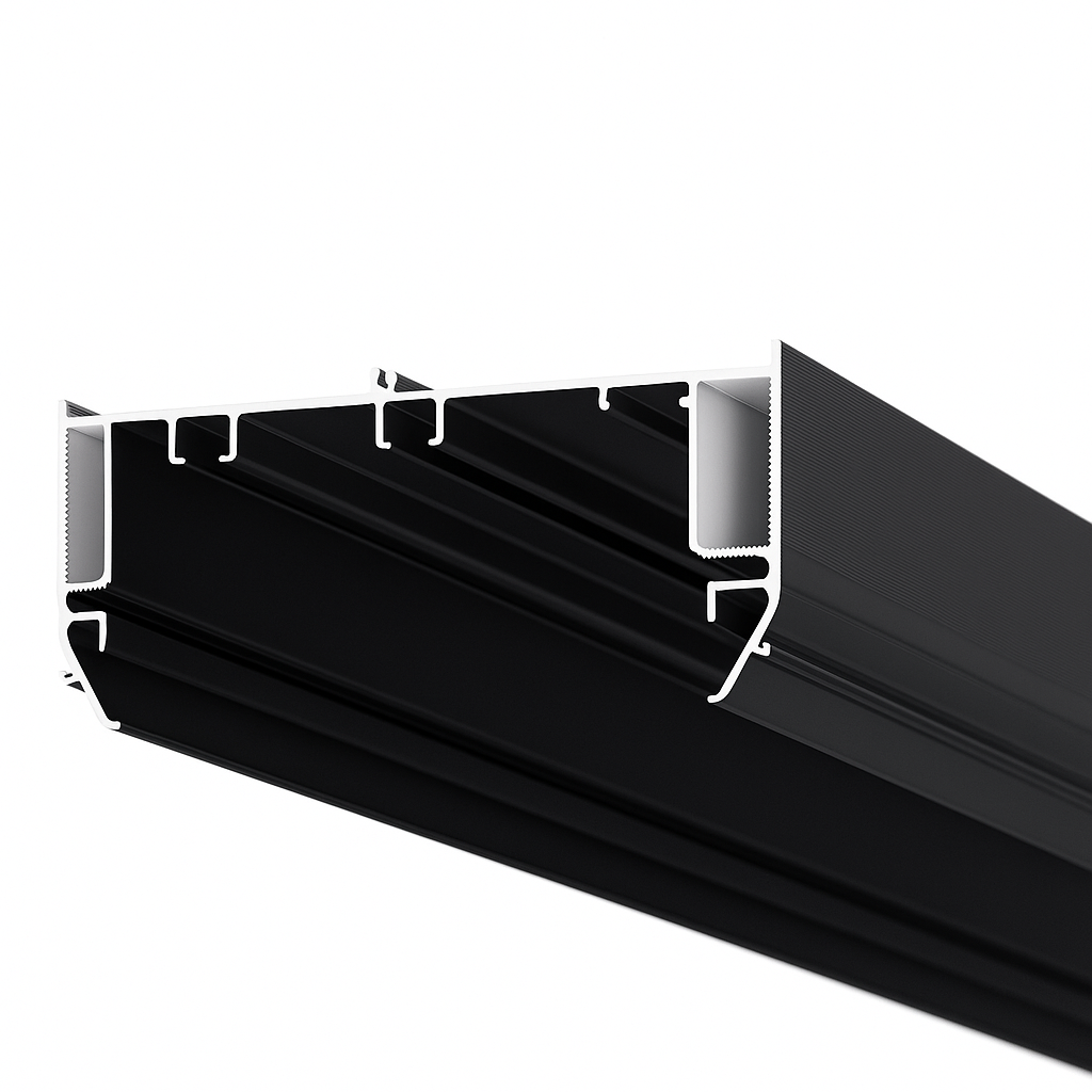 Recessed double-row ceiling curtain track black (AK5) Recessed double-row ceiling curtain track black (AK5)