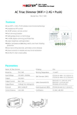Переключатель AC Triac Dimmer TUYA+WiFi+2.4G+PUSH 100-240V MiBoxer TRI-C1WR (TRI1)