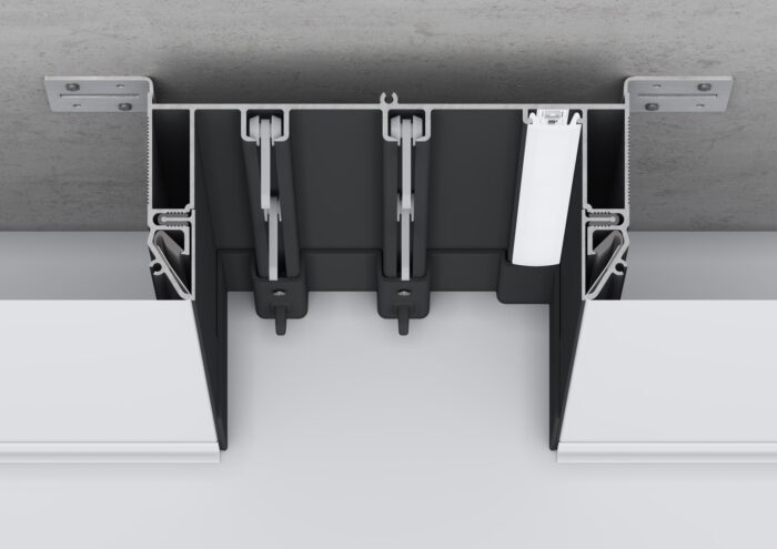 Recessed double-row ceiling curtain track black (AK5) Recessed double-row ceiling curtain track black (AK5)