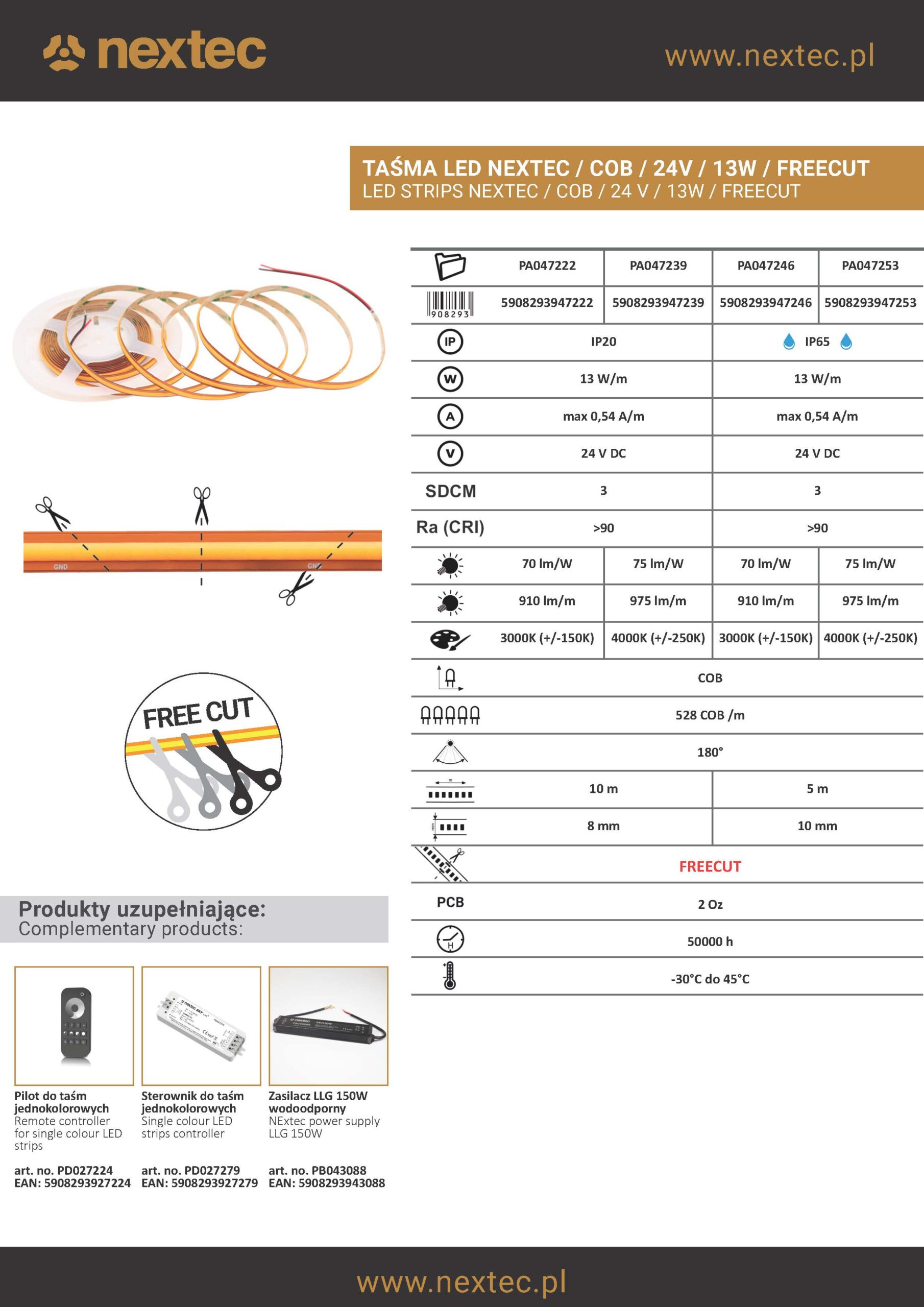 LUCA COB LED Strip FREE CUT 4000K 10W/m IP20 600lm/m (LS12) LUCA COB LED Strip FREE CUT 4000K 10W/m IP20 600lm/m (LS12)