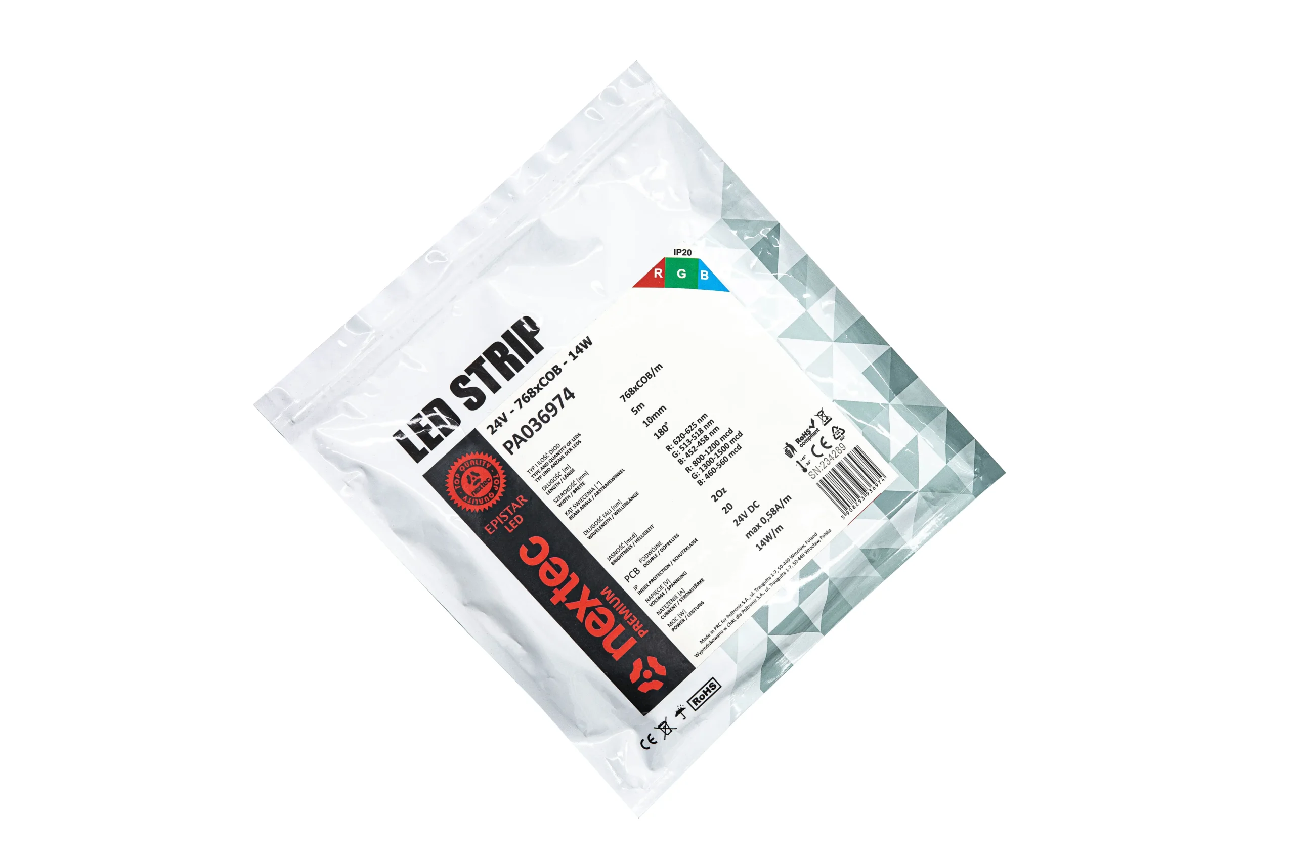 COB LED strip NEXTEC RGB 14W 768хCOB/m 24V IP20 10mm PA036974 (LS100) COB LED strip NEXTEC RGB 14W 768хCOB/m 24V IP20 10mm PA036974 (LS100)