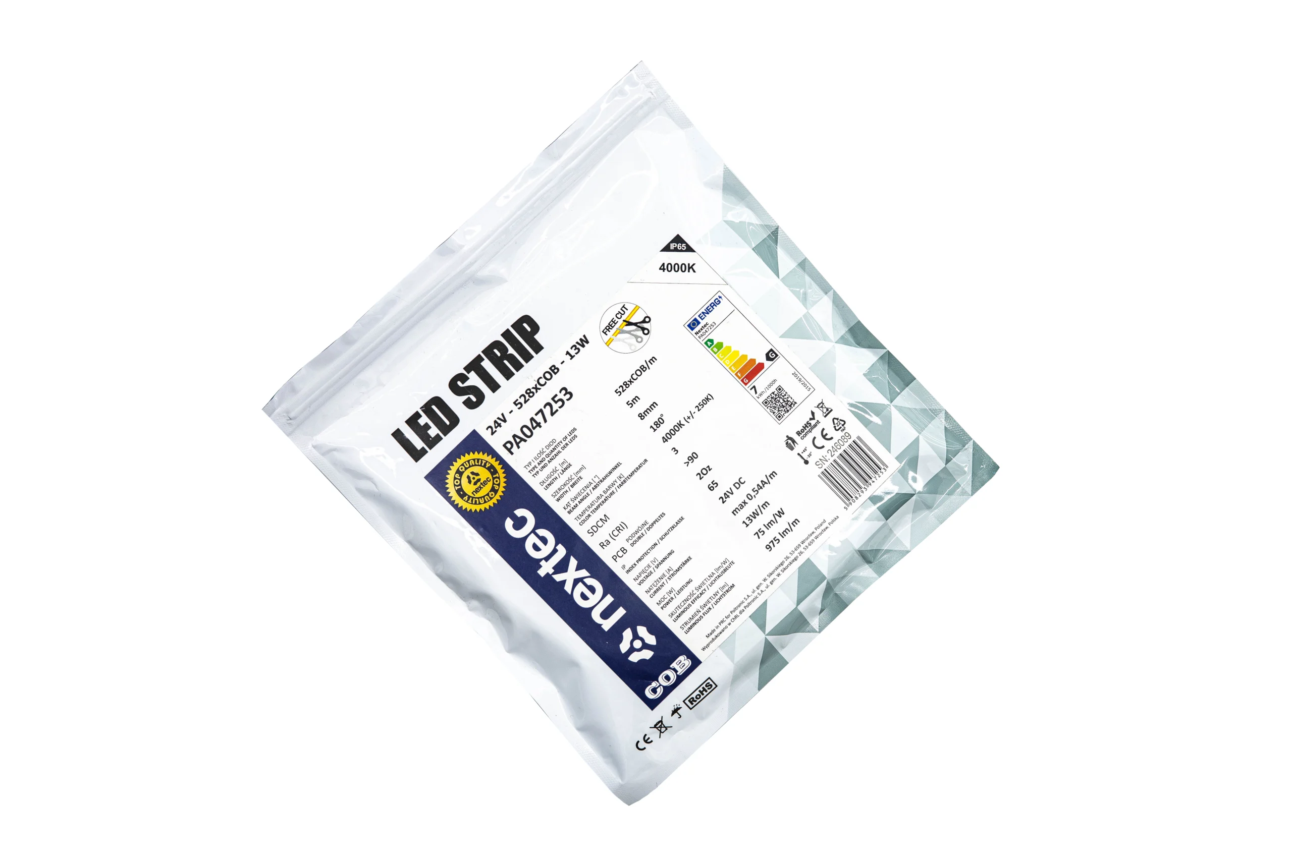 NEXTEC COB LED Strip FREE CUT 4000K 13W/m IP65 75lm/W 975lm/m PA047253 (LS23)