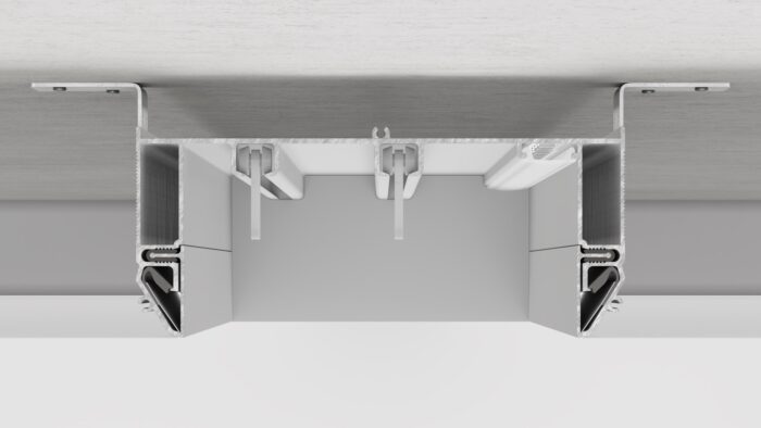 Recessed double-row ceiling curtain track white (AK6) Recessed double-row ceiling curtain track white (AK6)