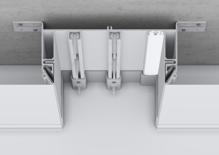 Recessed double-row ceiling curtain track white (AK6) Recessed double-row ceiling curtain track white (AK6)