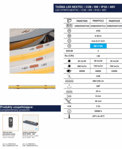 COB LED Riba NEXTEC 3000K 8W/m 480COB/m 48V IP20 PA047505 (LS103)