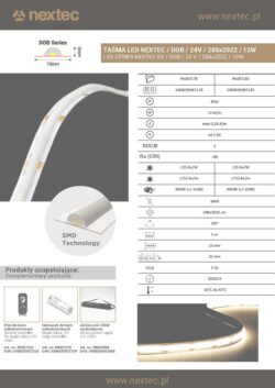 DOB LED Riba NEXTEC 3000K 8W/m 288LED/m DOB2022 24V IP20 PA047178 (LS114)