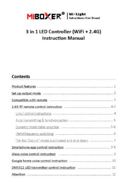 LED kontroller MiBoxer 3-ühes RGB+RGBW+CCT WIFI+2.4G FUT037W+ (RC38)