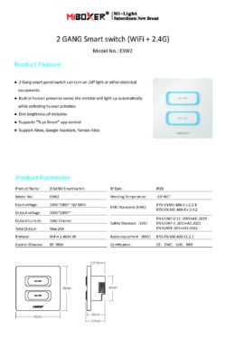 MiBoxer 2  GANG Smart Switch беспроводная панель управления освещением WiFi (2.4G) (RNS51) (Копировать)
