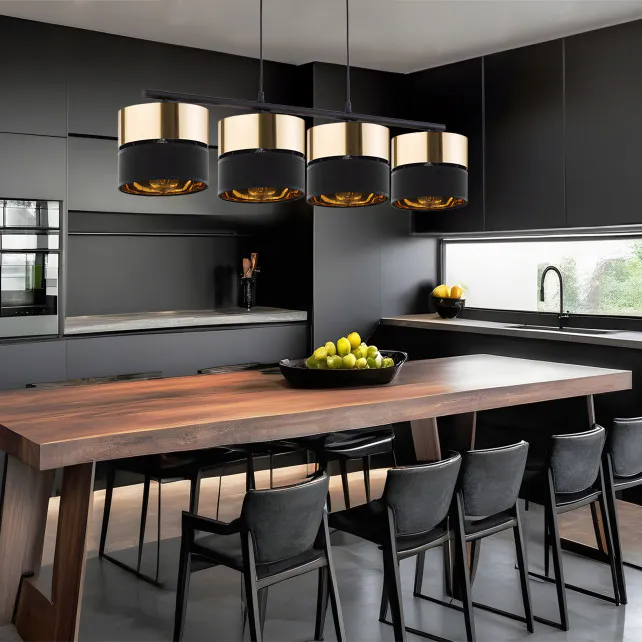 Rippvalgusti HILTON Black/Gold 4xE27 45 cm (45219) - Image 2