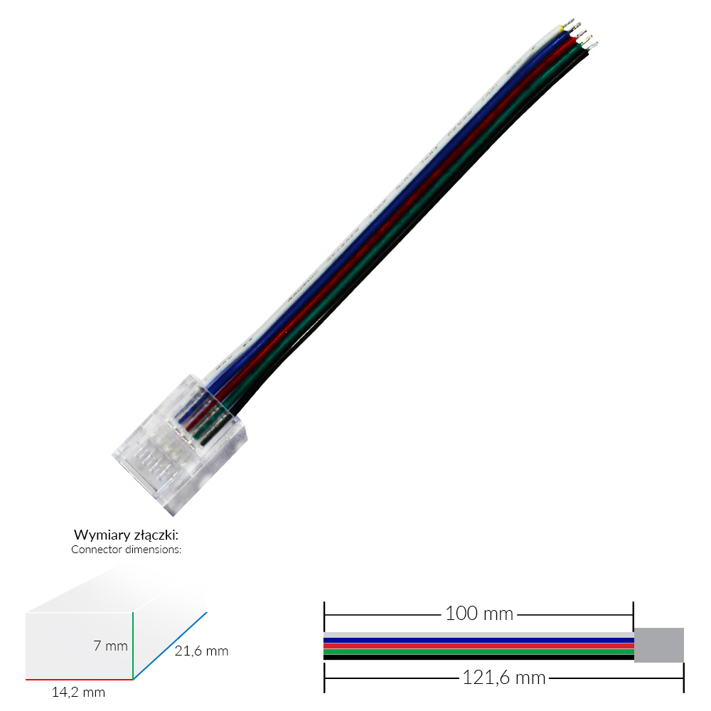 Быстросъёмный коннектор для SMD LED-ленты RGBW 5PIN 10 мм с проводом 10 см IP20 (CN7) — изображение 3