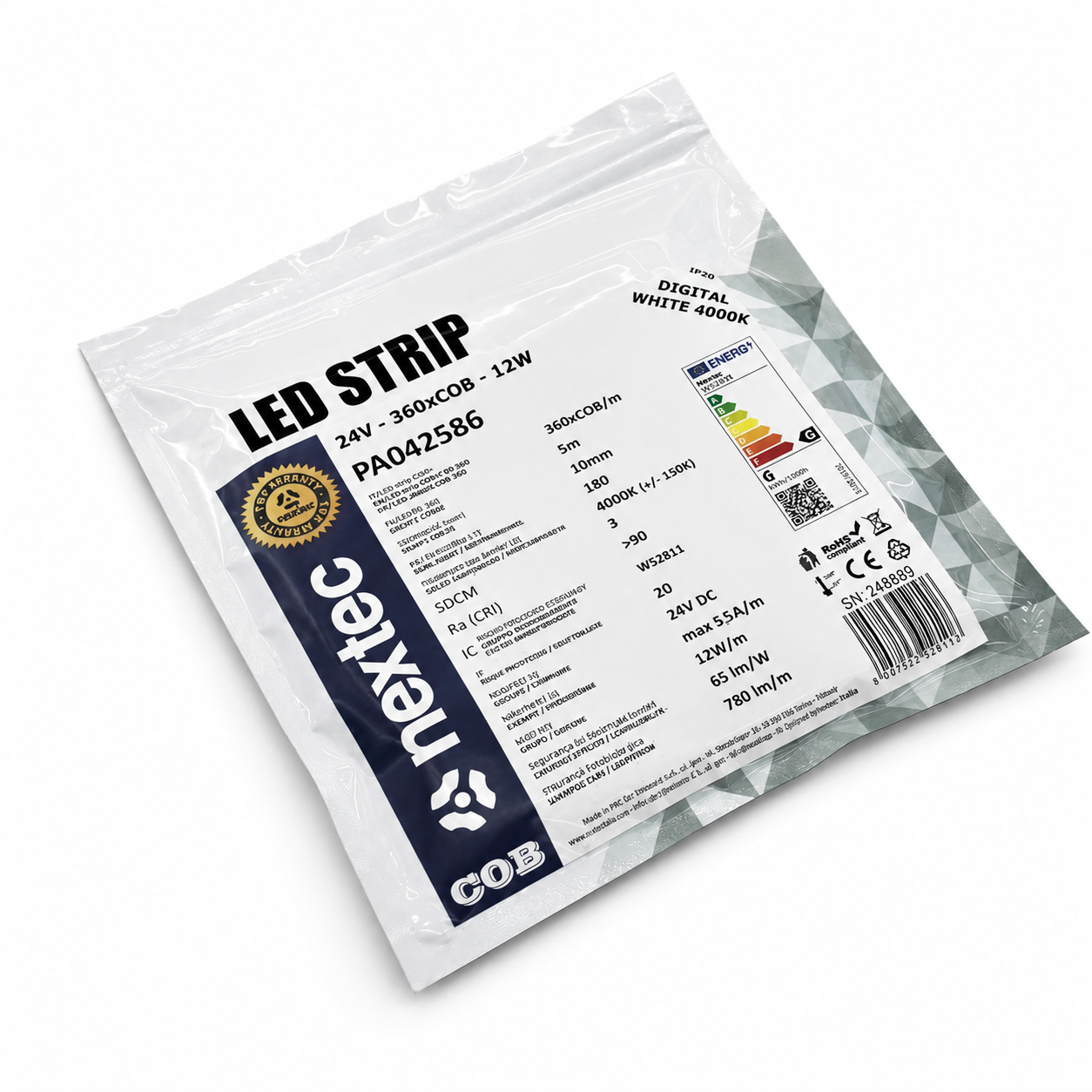 LED Лента NEXTEC DIGITAL 4000K 12W/m 360COB/m 24V IP20 (LS2)