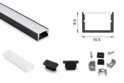 Алюминиевый накладной LED профиль для светодиодной ленты PRO SET 202 см (LP15)