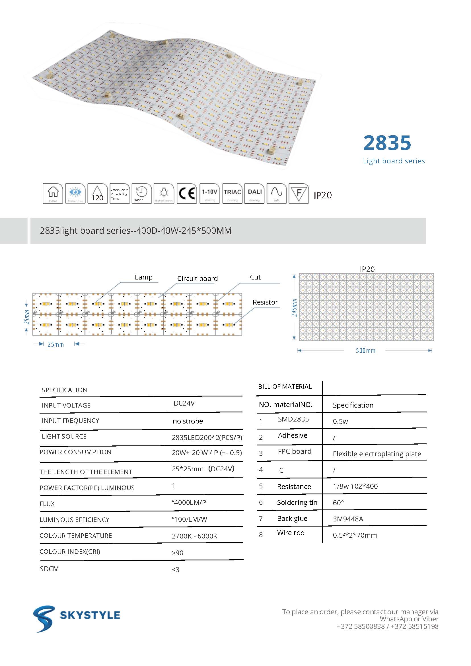 LED mat CCT LUCA 20W+20W 2700K‑6500K (LM400) - Image 7