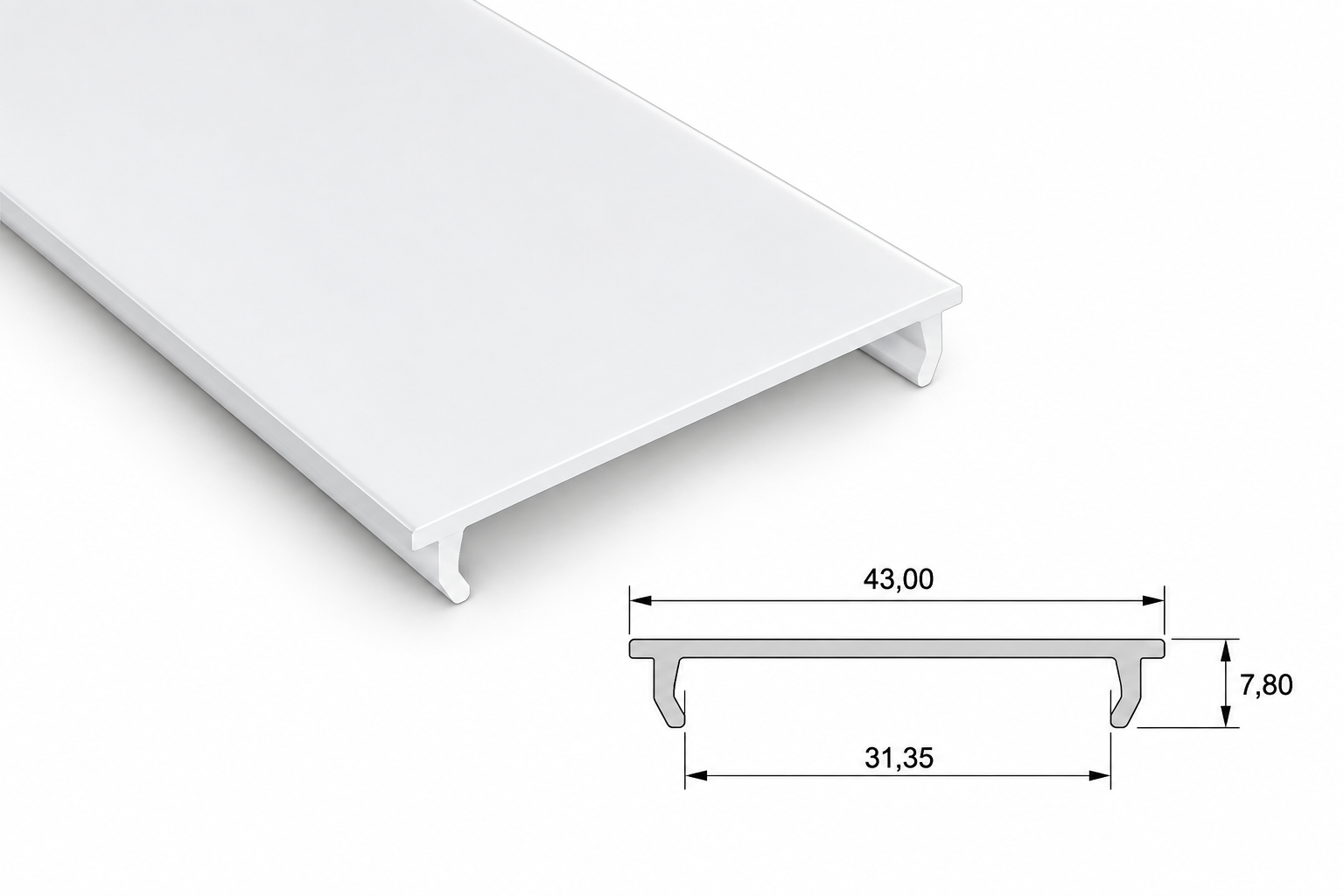 Рассеиватель из поликарбоната для LED профиля LP11 202 см (LC7) — изображение 2
