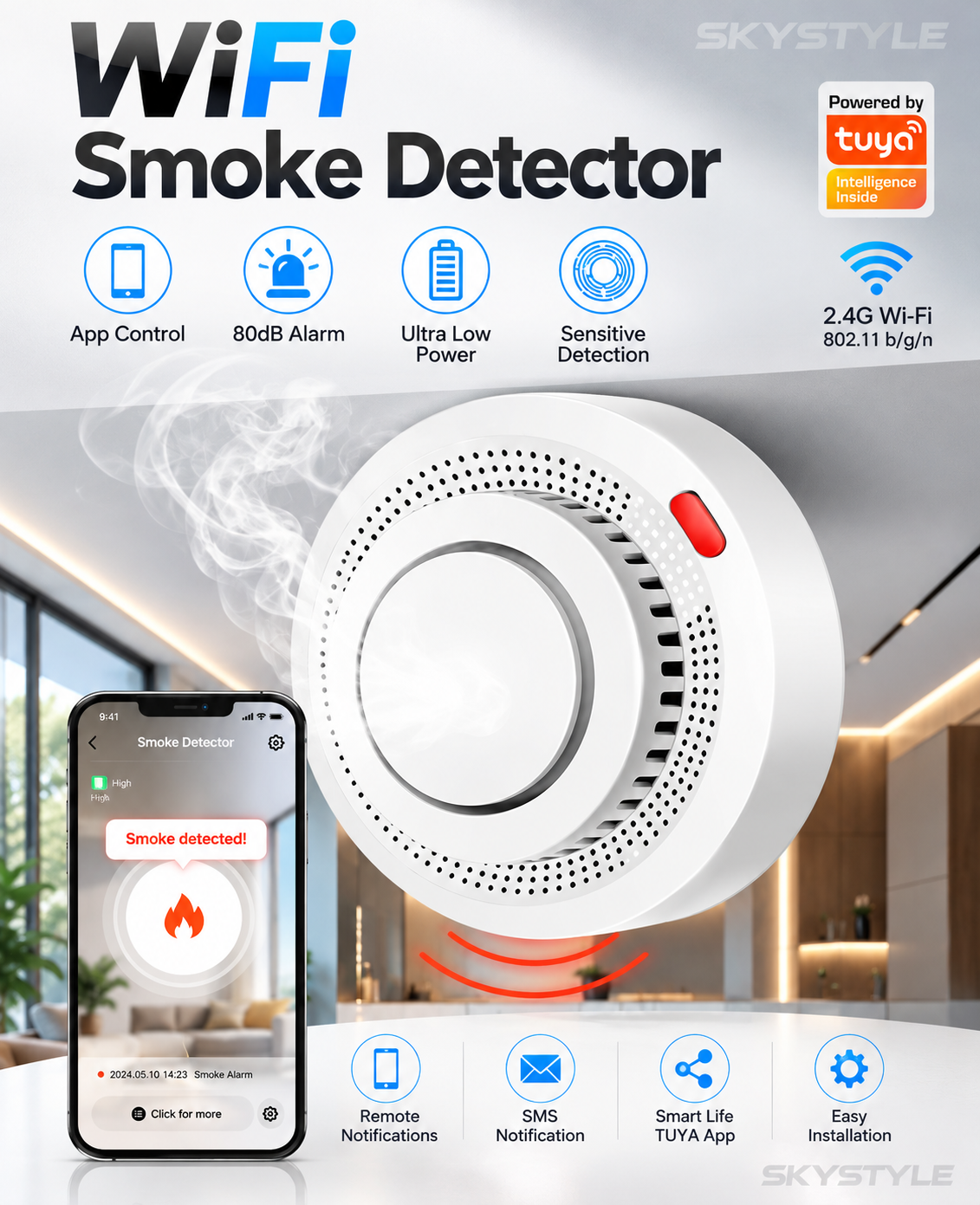 Умный датчик дыма WiFi TUYA Smart (SD4) — изображение 18